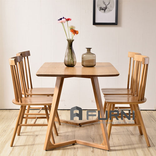Bộ bàn ghế phòng ăn bằng gỗ màu tự nhiên mộc mạc BA VALLEY PINNSTOL 12 chất lượng tại HCM