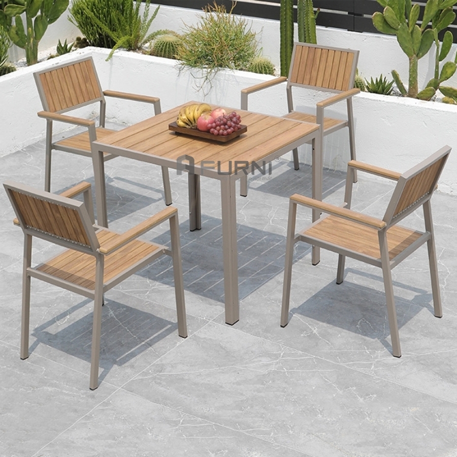Bàn ăn bàn cafe nhà hàng ngoài rời mặt gỗ nhựa polywood nhập khẩu HCM TE2031-80A