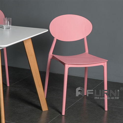 Ghế Cafe Fastfood, Ghế Ăn Nhựa Đúc Xếp Chồng CC1520 màu hồng