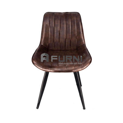 Ghế ăn cao cấp chân sắt sơn tĩnh điện thân bọc PVC màu nâu cổ điển LUX 5A-P