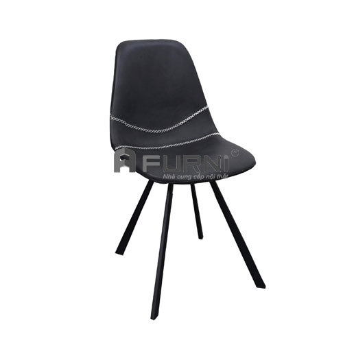 Ghế ăn thân PVC màu đen LUX 4A-P chân sắt sơn tĩnh điện 