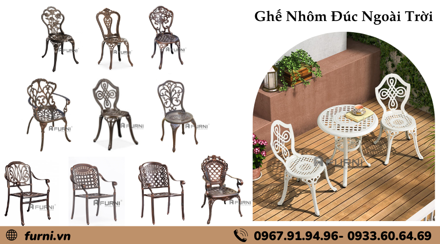 Ghế Ngoài Trời Nhôm Đúc Đẹp Décor Sân Vườn Ban Công