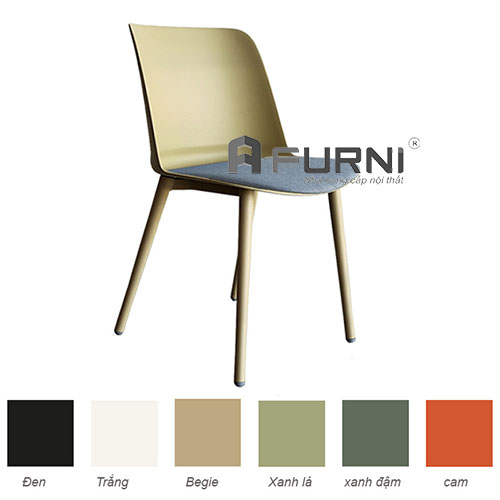 Chair dinning thân nhựa có nệm chân sắt nhập khẩu TOBE