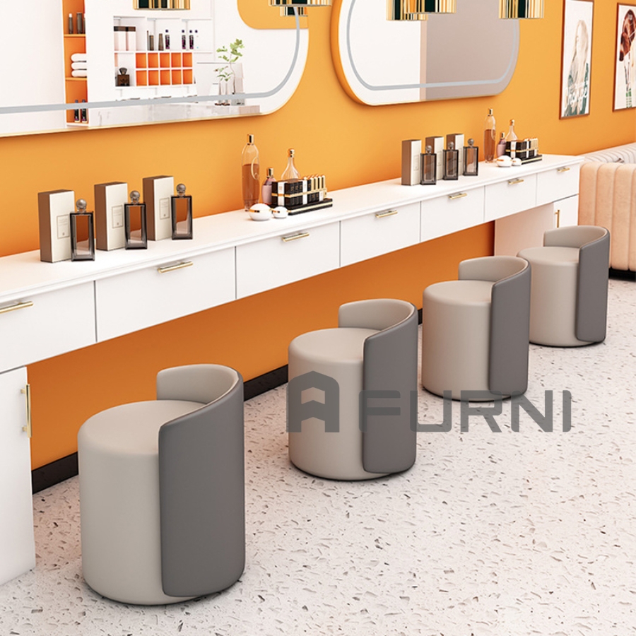 ghế đôn trang điểm nệm bọc PU sang trọng dành cho salon CS0927-P