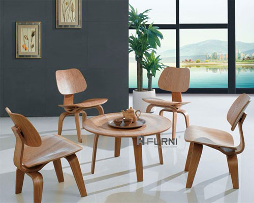 Bộ bàn ghế gỗ đẹp cao cấp sự kết hợp giữa bàn tròn Molded và ghế gỗ LWC