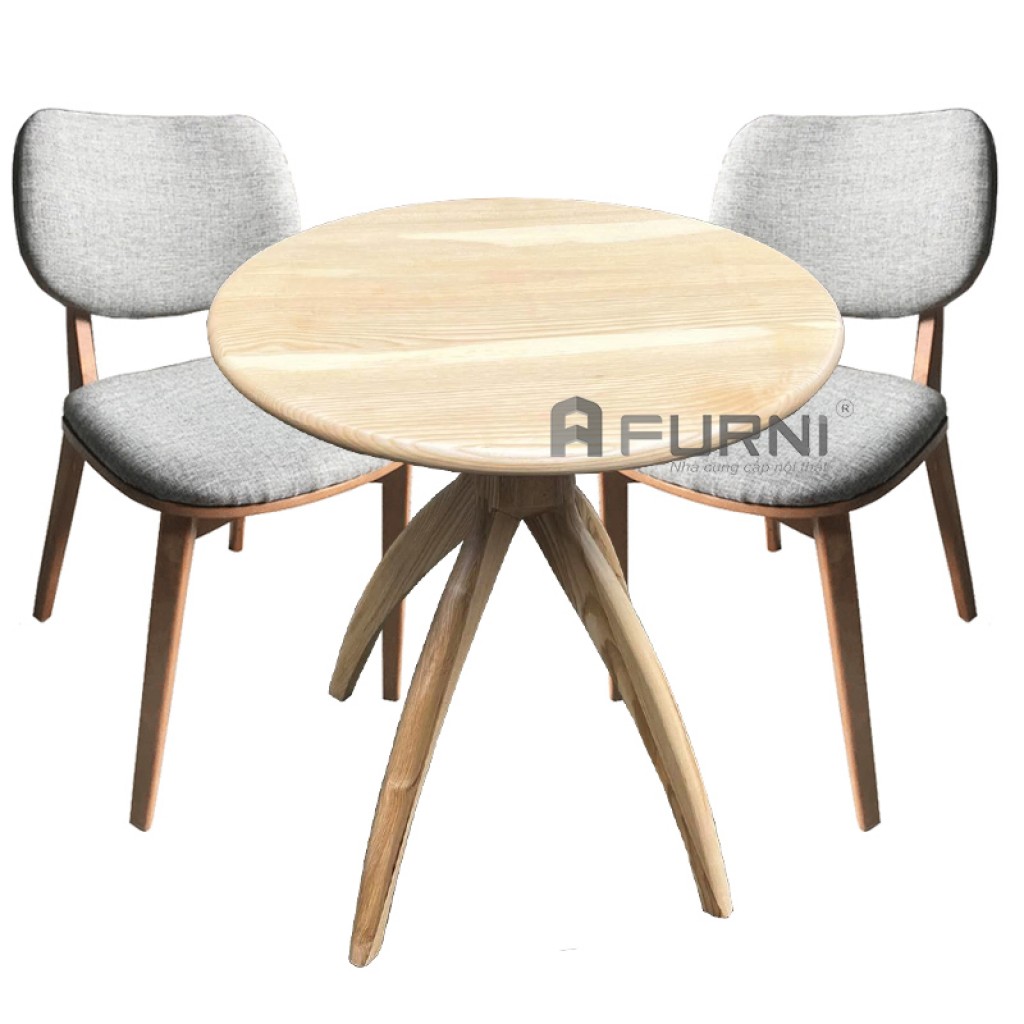 Bộ bàn ghế cafe gỗ tròn đẹp 
