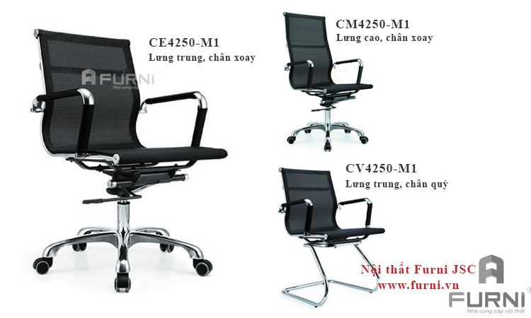 Ghế lưới toàn thân hiện đại chân xoay lưng trung cho nhân viên văn phòng CE4250-M1