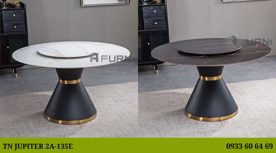 Bàn ăn mặt đá tròn mâm xoay nhập khẩu TN JUPITER 2A-135E