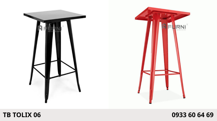 Bàn quầy bar vuông thép sơn tĩnh điện TB TOLIX 06