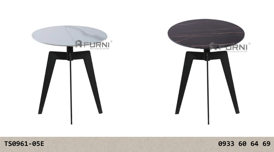 Bàn góc sofa mặt đá chân sắt sơn tĩnh điện TS0961-05E