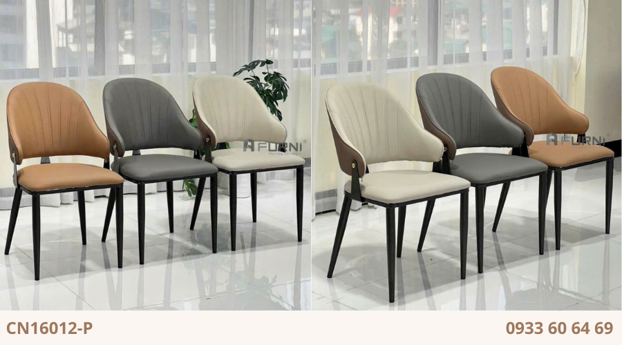Ghế ăn chân sắt có nệm thiết kế có tay CN16012-P