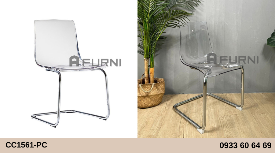 Ghế ăn nhựa trong suốt chân quỳ CC1561-PC