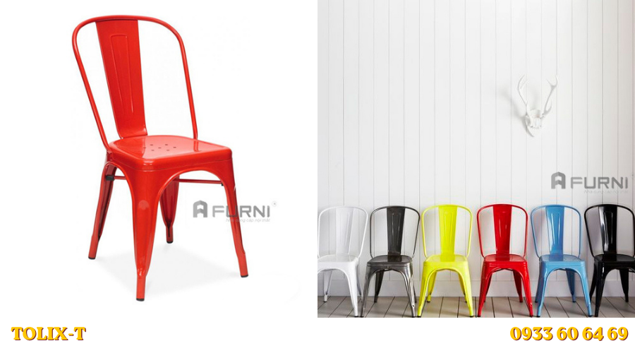 Ghế thép sơn tĩnh điện có lưng tựa TOLIX-T