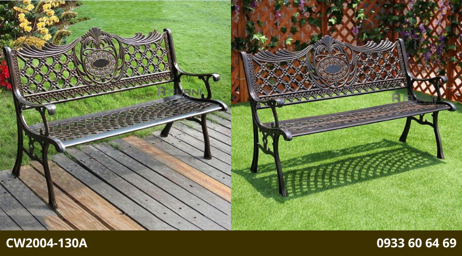 Ghế băng dài sân vườn biệt thự có tựa lưng CW2004-130A 