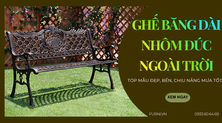 Ghế băng dài ngoài trời: Top mẫu đẹp, bền, chịu nắng mưa tốt