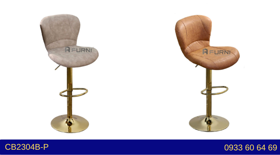 Ghế bar chân vàng tăng giảm có lưng tựa nhập khẩu CB2304B-P