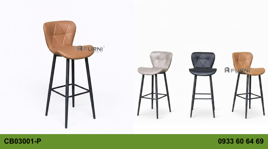 Ghế bar cố định nệm bọc da hiện đại CB03001-P​