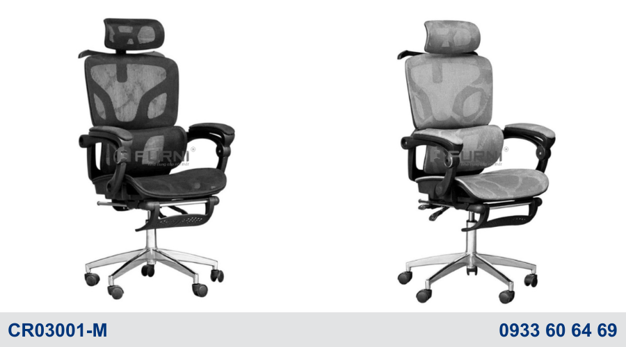Ghế văn phòng công thái học lưng cao mâm 2 cần ngả lưng CR03001-M