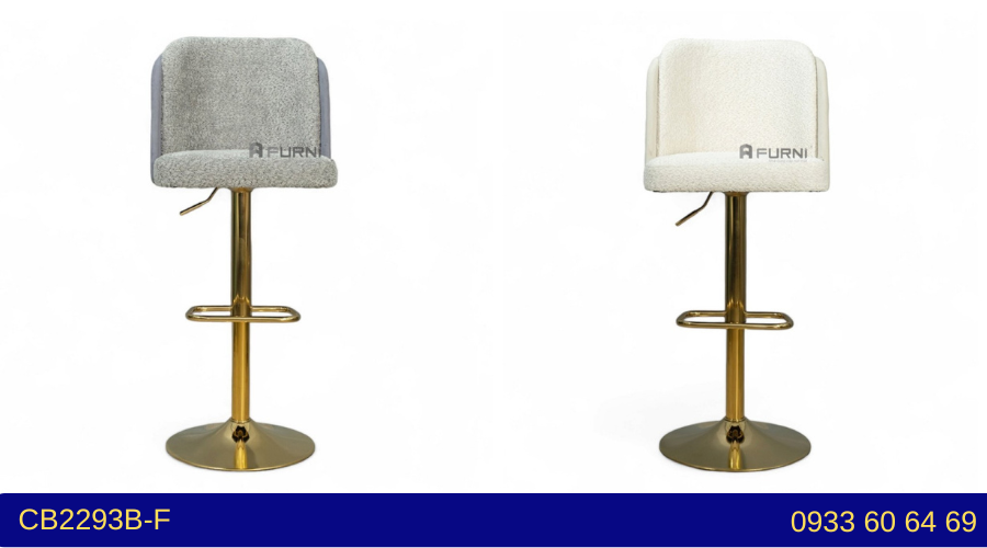 Ghế đảo bếp cao cấp nhập khẩu chân tăng giảm mạ màu vàng CB2293B-F