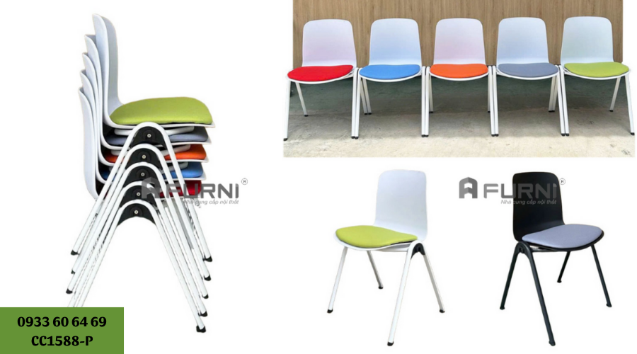 Ghế đào tạo thân nhựa có nệm hiện đại CC1588-P