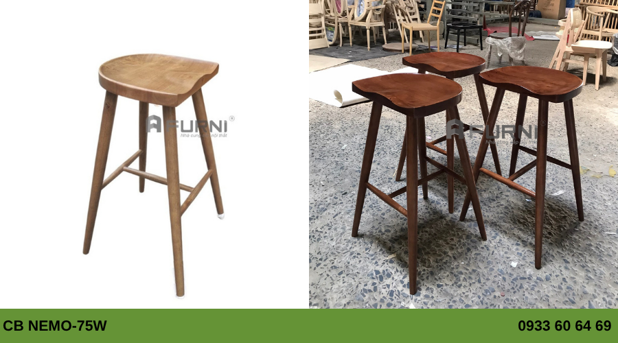 Ghế ngồi bàn đảo khung gỗ đẹp CB NEMO-65W