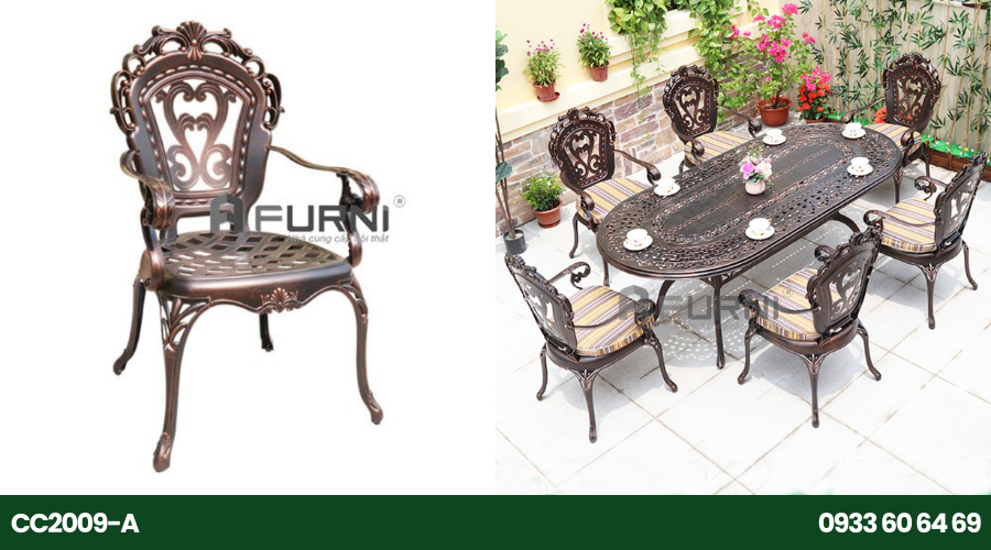 Ghế ban công ngoài trời nhôm đúc sơn tĩnh điện CC2009-A 