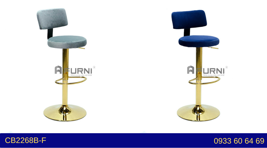Ghế quầy bar nhung chân vàng tăng giảm CB2268B-F