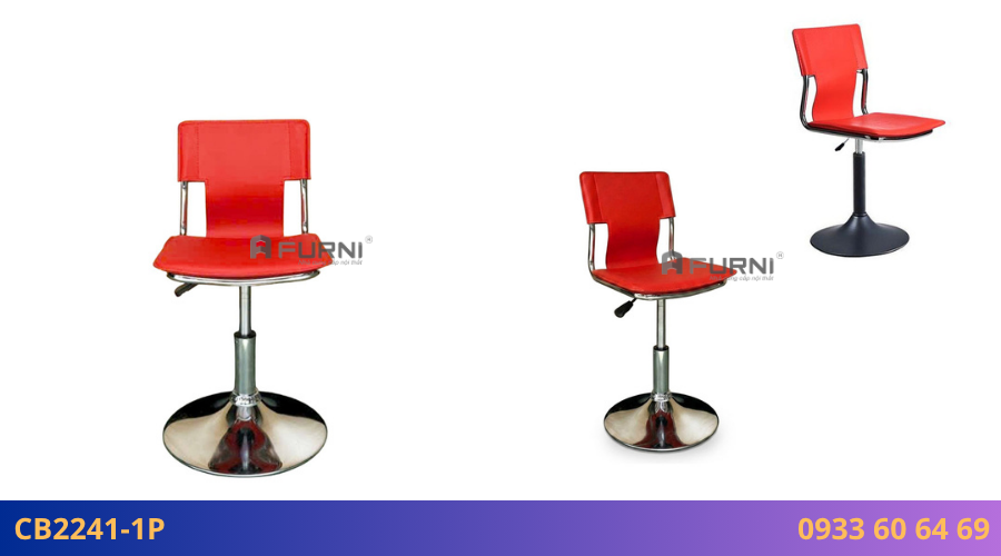Ghế quầy bar thấp màu đỏ chân mâm tăng giảm chiều cao CB2241-1P