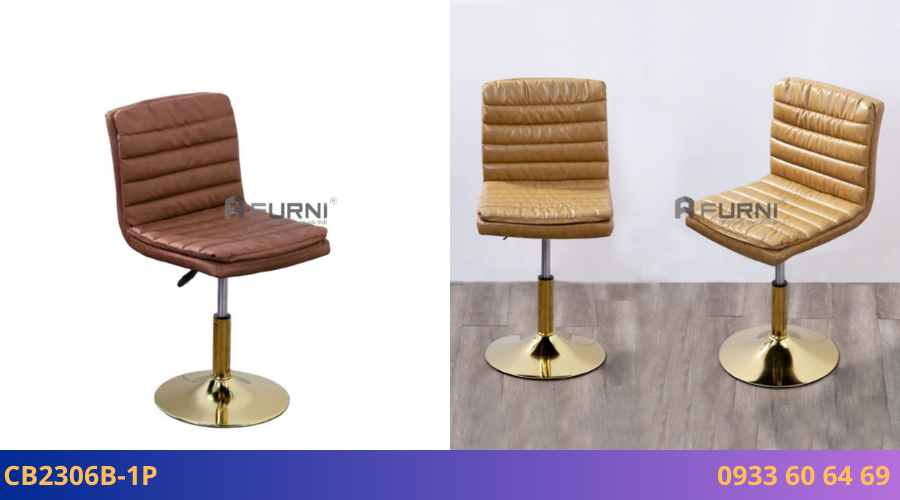 Ghế bar thấp chân mạ vàng sáng bóng sang trọng CB2306B-1P