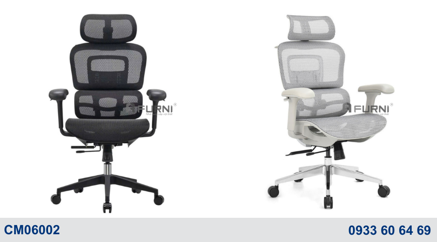 Ghế văn phòng công thái học lưng lưới cao có tựa đầu CM06002-M