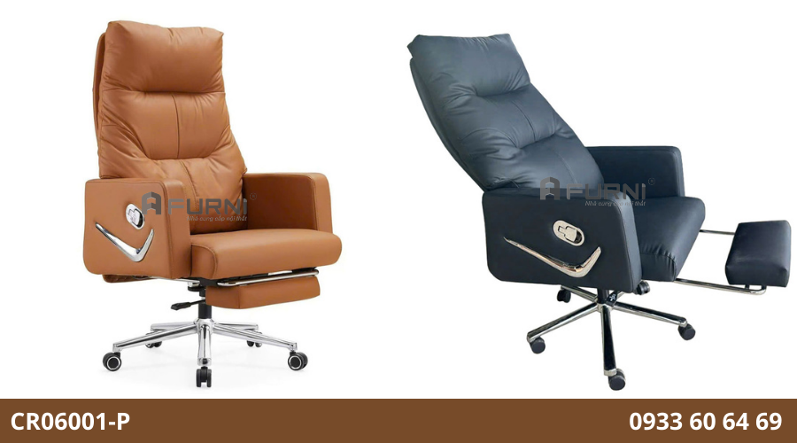 Ghế lãnh đạo có gác chân nệm dày CR06001-P