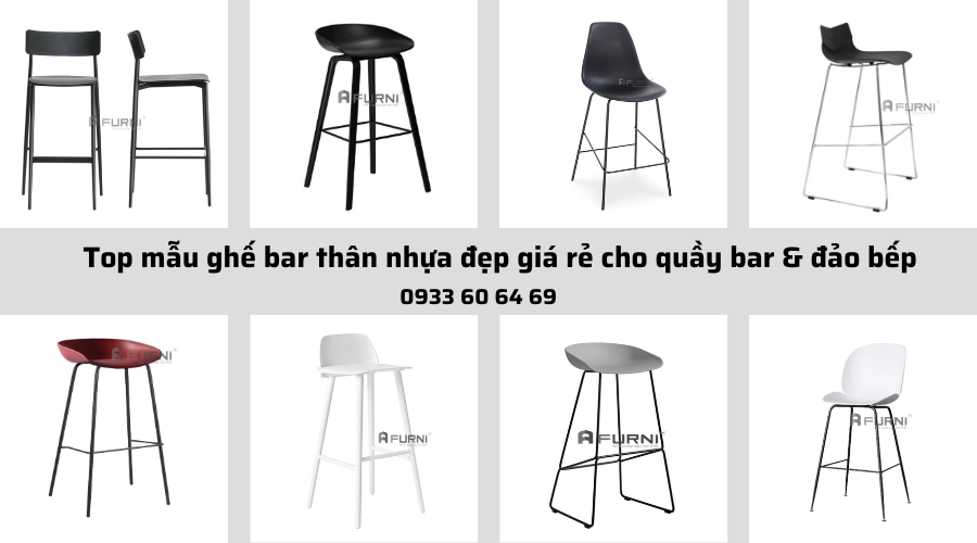 Top mẫu ghế bar thân nhựa đẹp giá rẻ cho quầy bar và đảo bếp
