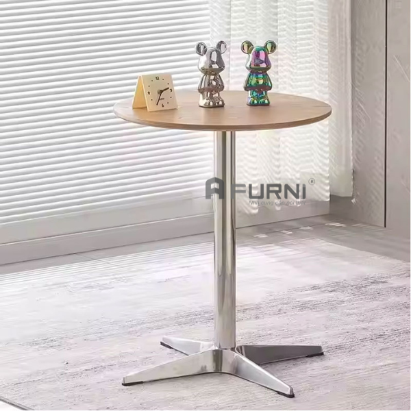 Bàn cafe tiếp khách mặt gỗ chân đế nhôm TE1552-06W