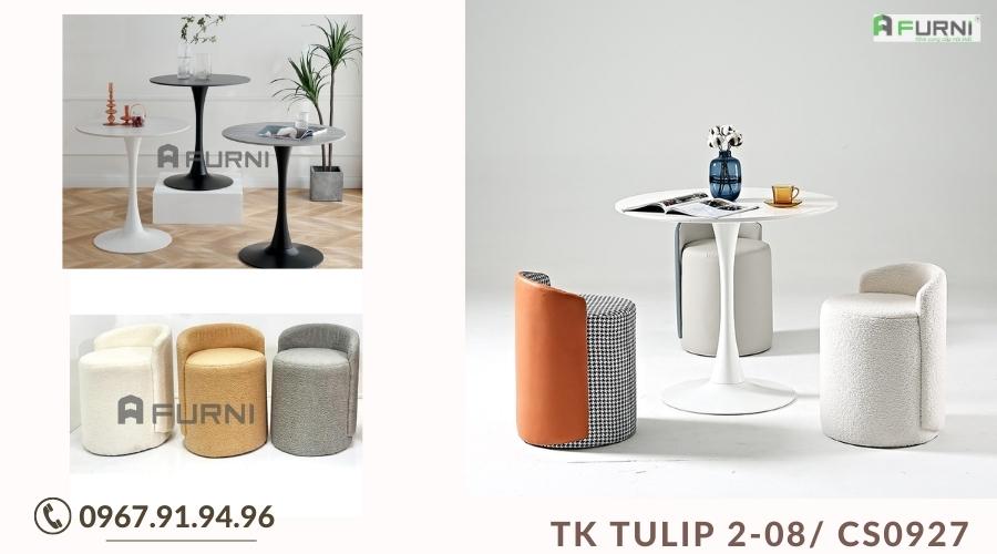 Bộ bàn tròn tiếp khách showroom 3 ghế nhỏ gọn TK TULIP 2-08/ CS0927