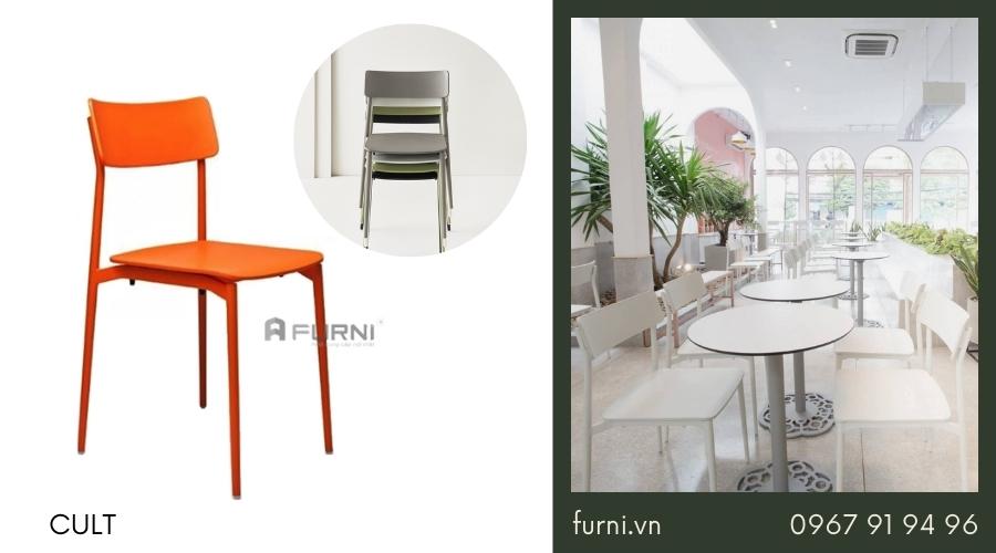 Ghế ăn nhựa pantry văn phòng xếp chồng phong cách Italia hiện đại CULT