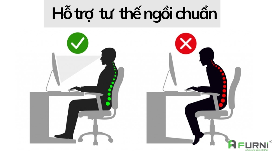 Ghế công thái học Ergonomic hỗ trợ tự thế ngồi chuẩn khoa học