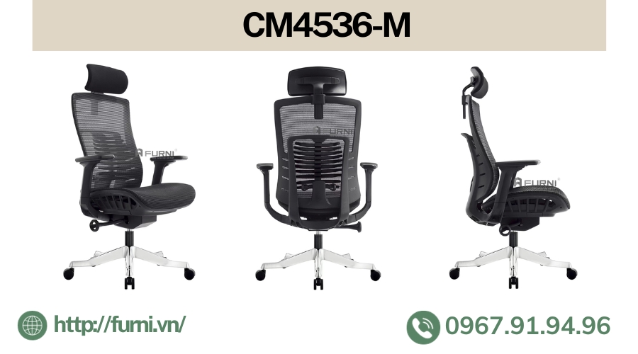 Ghế Ergonomic cao cấp phù hợp làm ghế trưởng phòng, ghế giám đốc, ghế phòng họp CM4536-M 