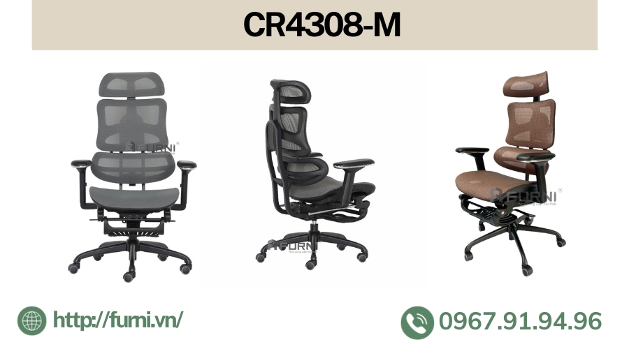 Ghế ergonomic công thái học đẹp chống đau lưng nhập khẩu CR4308-M