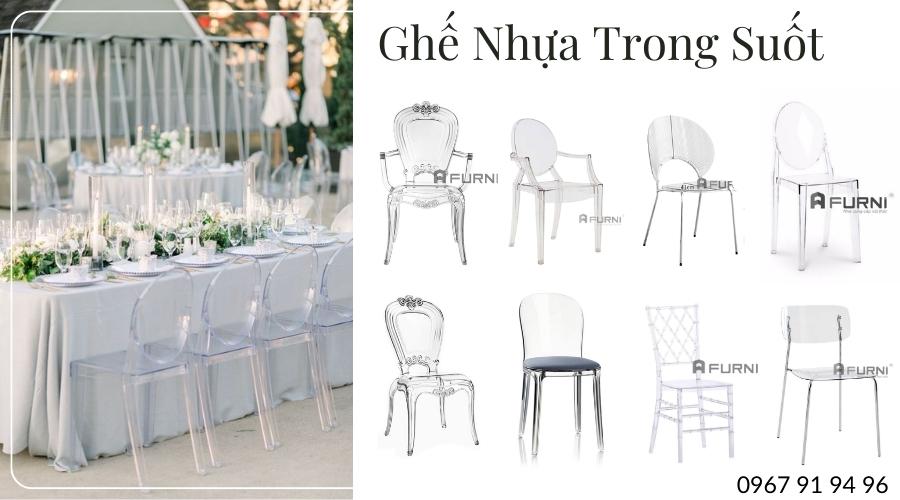 Ghế nhựa trong suốt đẹp cho nhà hàng tiệc cưới, sự kiện, hội nghị sang trọng nhập khẩu tphcm