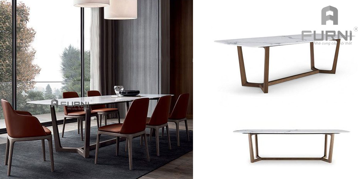 Bộ bàn ghế gỗ mặt đá cao cấp đẹp hiện đại dành cho nhà hàng quán ăn